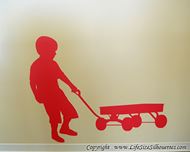Picture of Boy Pulling a Wagon 17 (Children Silhouette Decals)