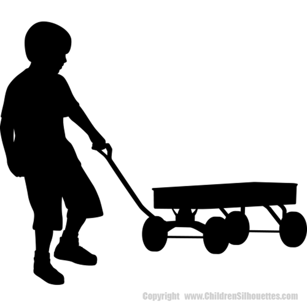 Picture of Boy Pulling a Wagon 17 (Children Silhouette Decals)