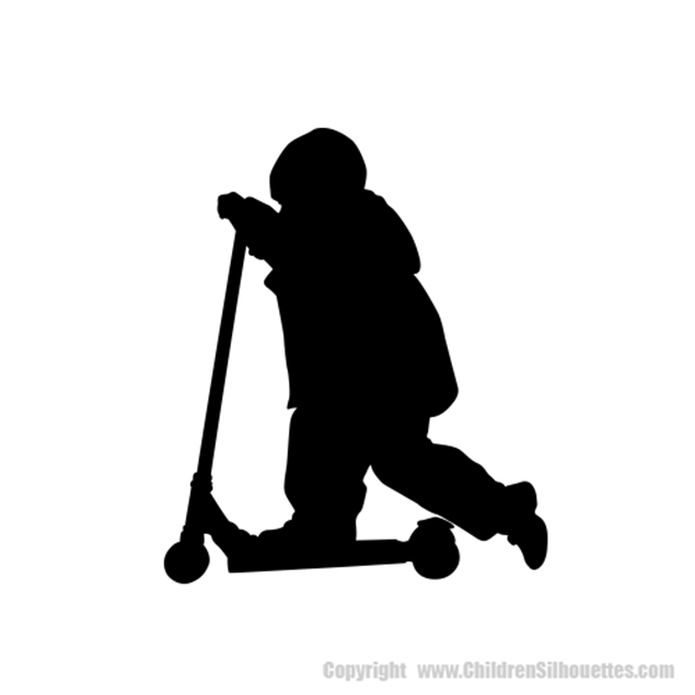 Picture of Boy Riding a Scooter 55 (Children Silhouette Decals)