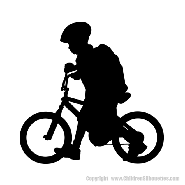 Picture of Boy Walking a Bike 35 (Children Silhouette Decals)
