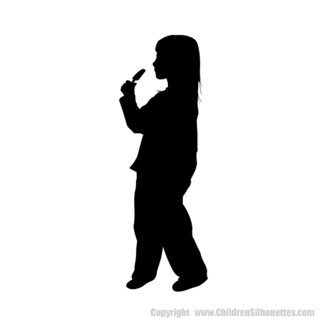 Picture of Girl Eating a Popsicle 27 (Children Silhouette Decals)
